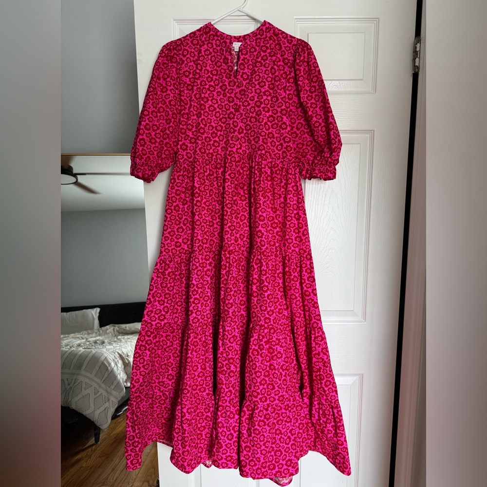 Karlie puff sleeve tiered midi dress